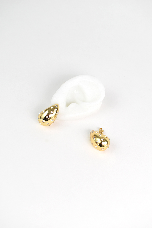 Aros Gota Dorado Strass