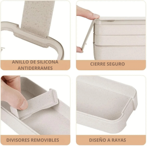 Lunchera Ecológica Apilable con Compartimentos | Bento Box con Cubiertos