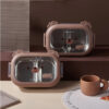 Lunchera Infantil Acero Inoxidable Oso | 2 Divisiones Herméticas